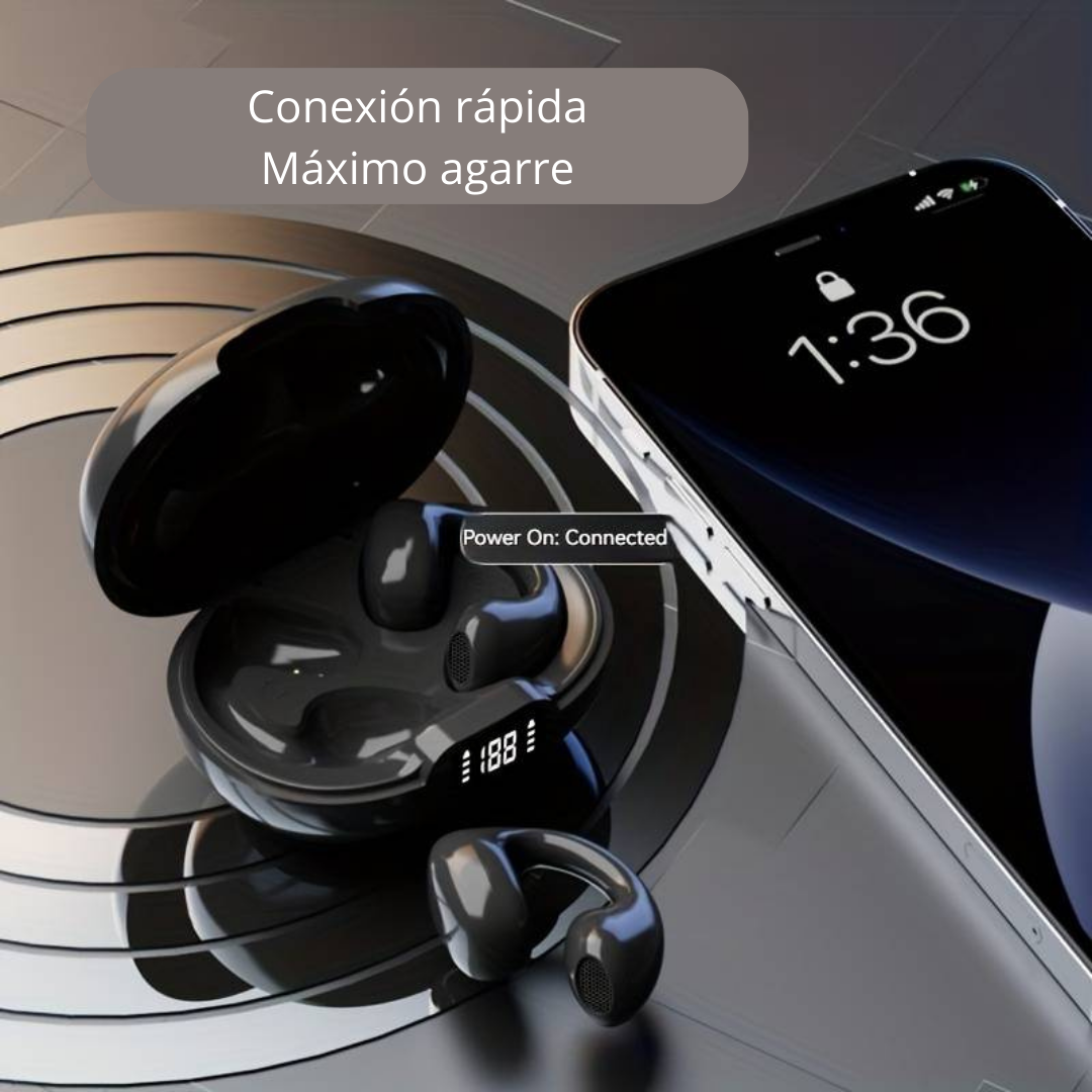 Auriculares Clip-On©, Bluetooth 5.3, Compatible Android-Apple