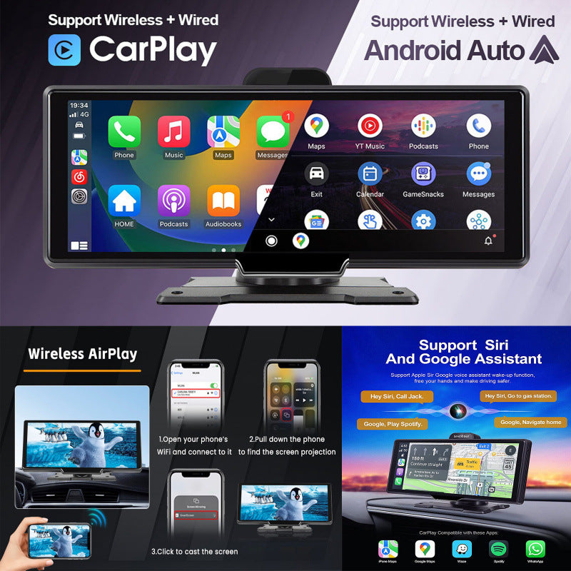 Pantalla táctil 10.26'' con Doble Cámara para Carplay/Android Auto + 64Gb card